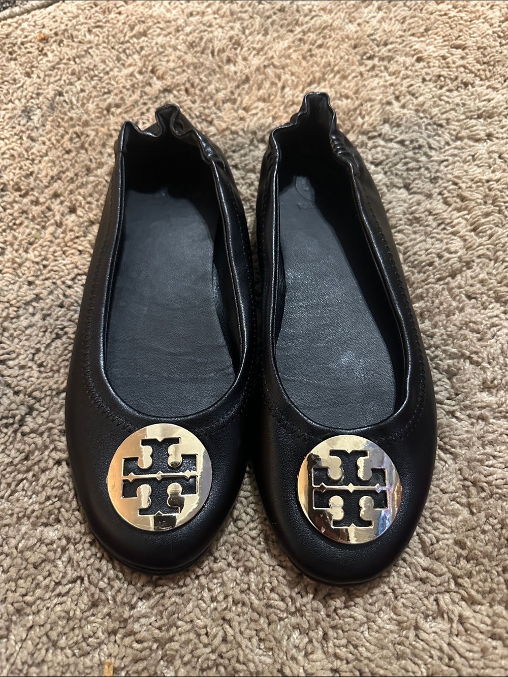 Tory Burch Minnie Travel Ballet Flat Black Sz 10.5